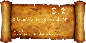 Dömsödi Kristóf névjegykártya